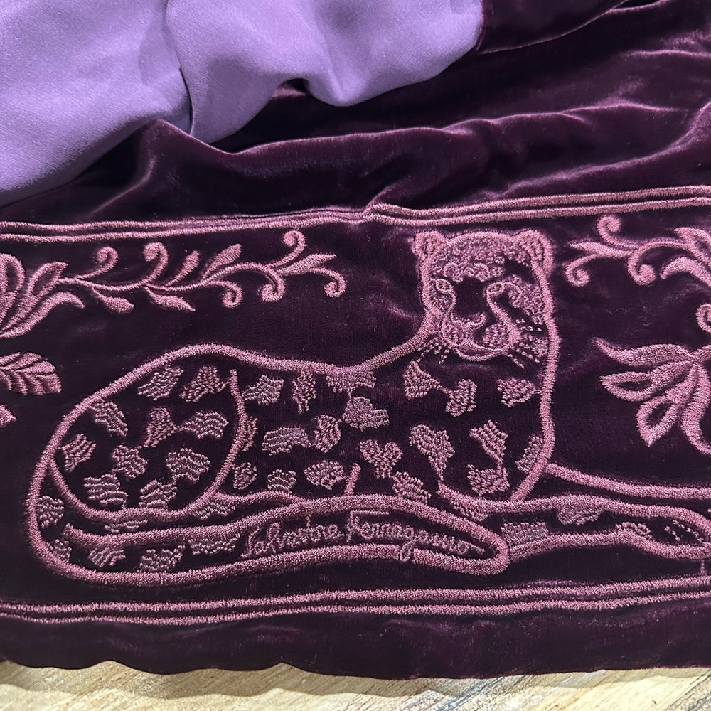 Salvatore Ferragamo Purple Velvet Scarf